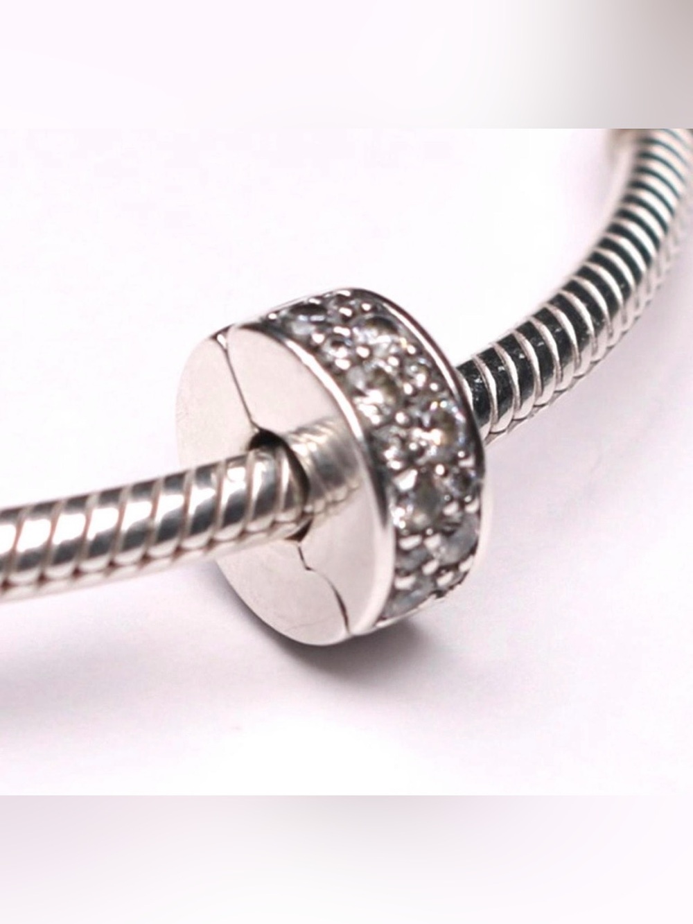 Pandora S 925 ALE Silver Shining Elegance Clip with Clear Zirconia